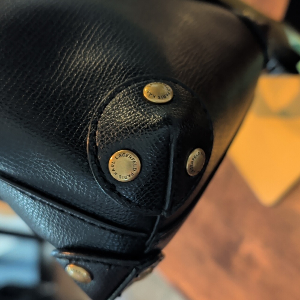 Karl Lagerfeld Black Satchel with Gold Accents - Picture 11 of 16